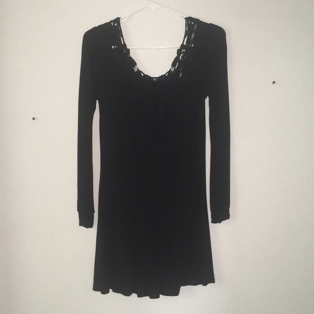 Black Lace Neckline Dress